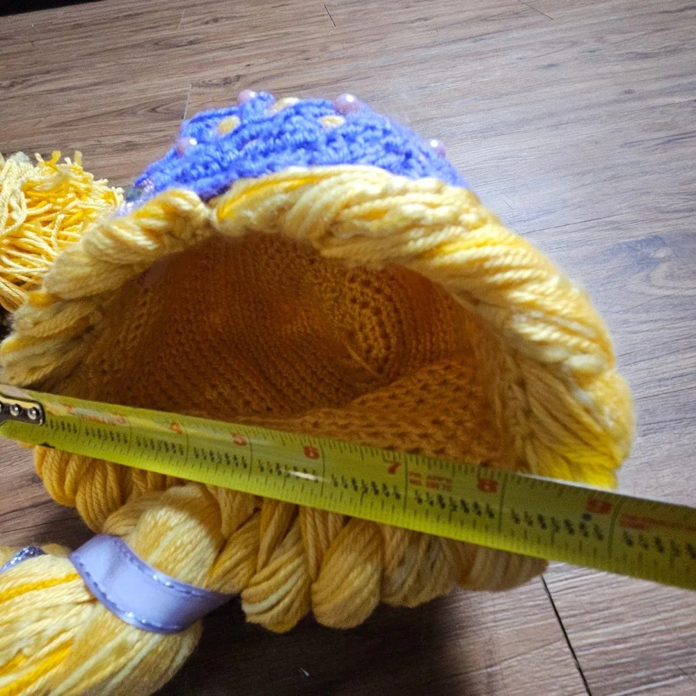 Rapunzel Braided Yarn Wig Handmade Kids Disney Princess Costume Flowers‎ Yellow